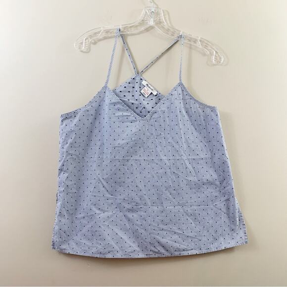 Madewell Lullaby Pajama Striped Cami Blue/WhiteTop in Swiss-Dot - Picture 3 of 6